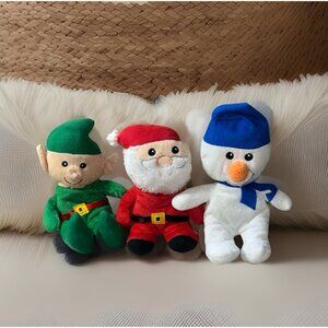 Set Of 3 Plush Singing Christmas Plush toys Santa, Snowmen & Elf By Greenbrier